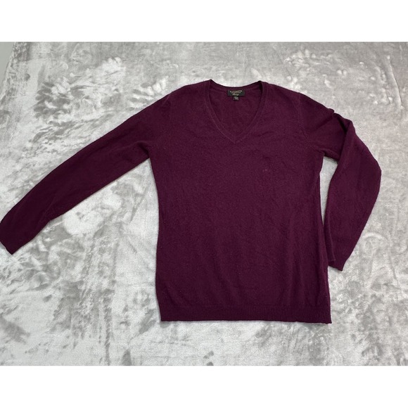 Cashmere by Charter Club Sweater Women's Size Small Dark Pink V-Neck EUC 100% - Picture 1 of 6